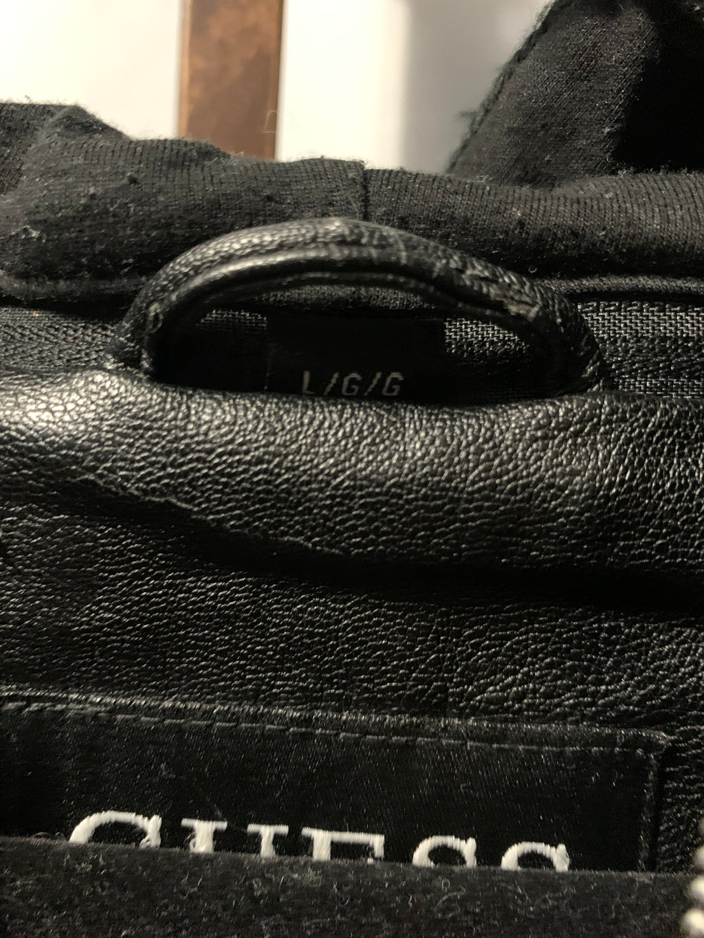 Guess black faux leather jacket with hood #leatherjacket #guess