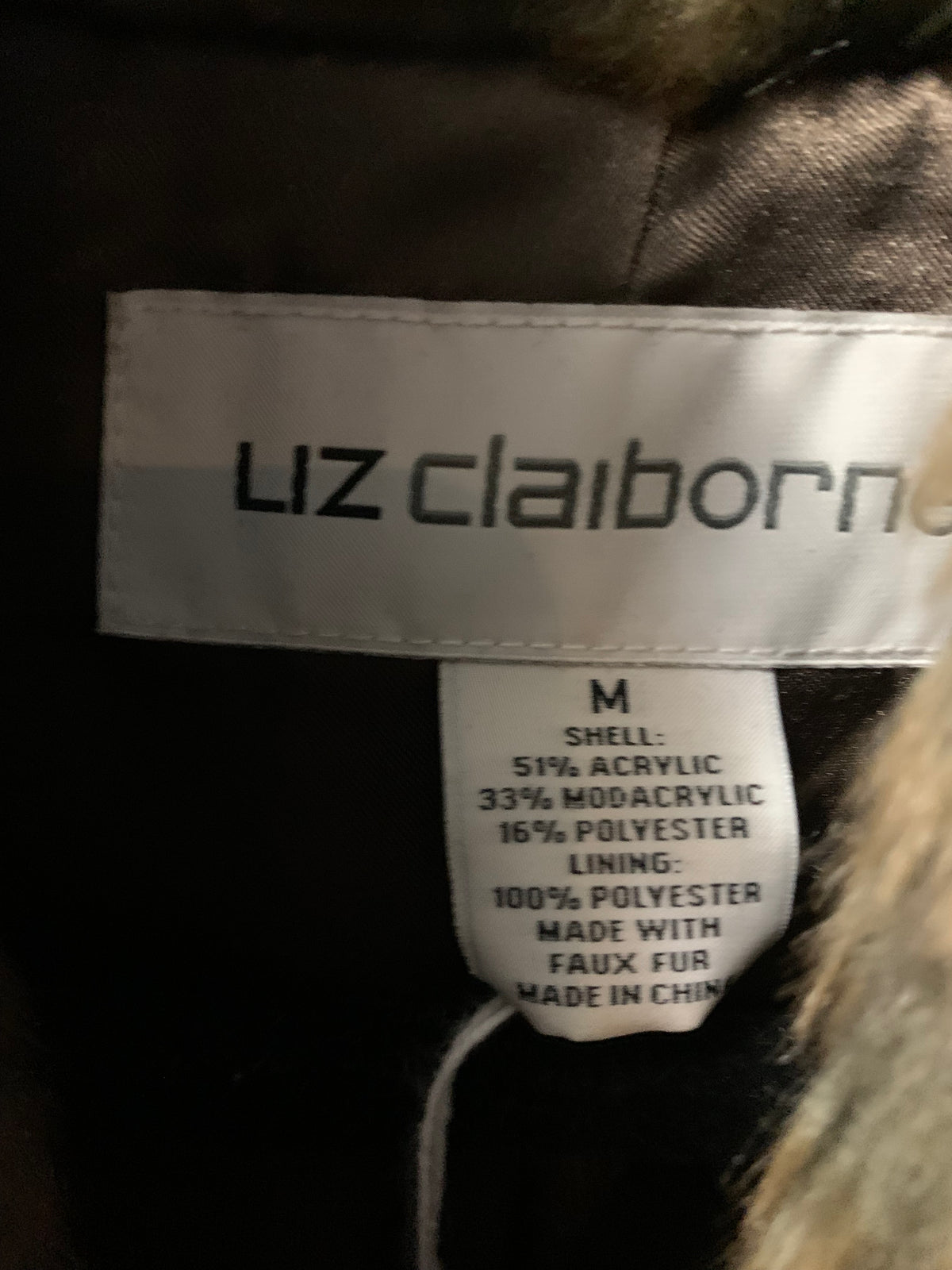 Liz Claiborne brown & green faux fur vest