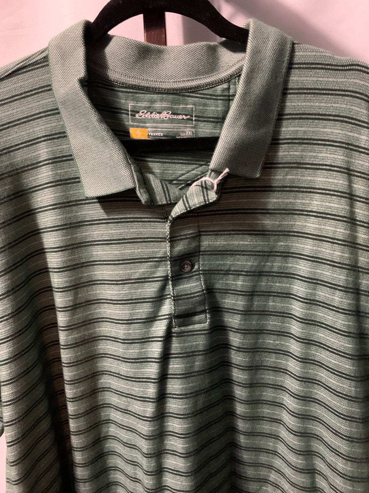 Eddie Bauer green striped polo shirt in XL #preppy #outdoors