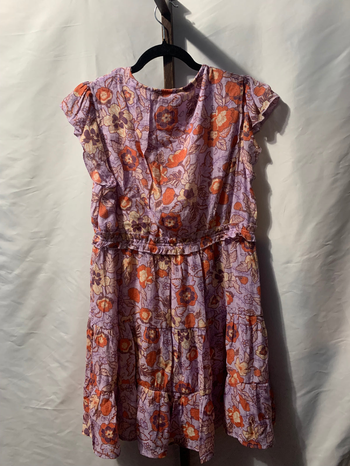 Indigo Rose purple & orange floral print dress with tie waist, size XL #floraldress #boho