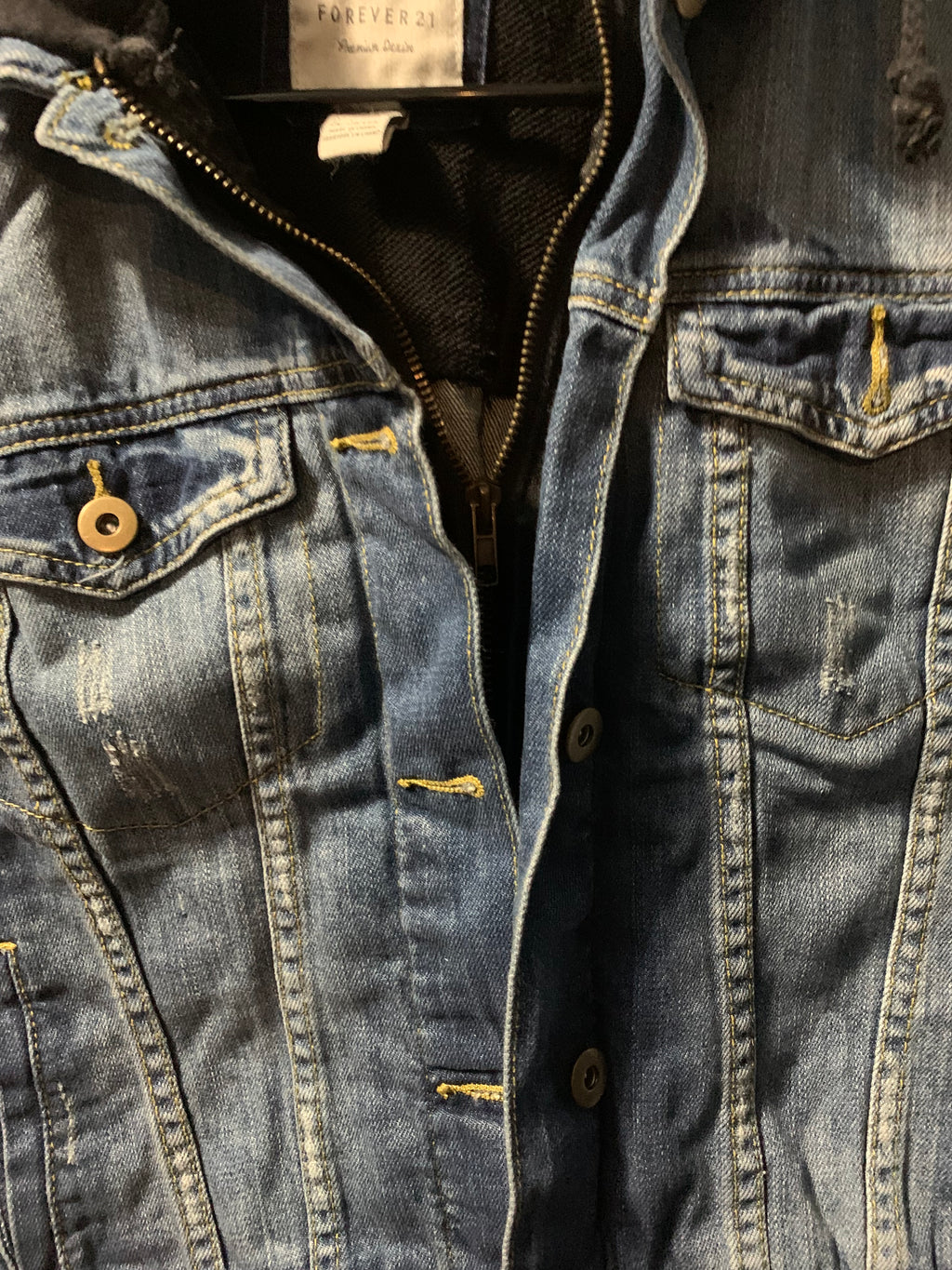 Forever 21 blue denim vest with hood #denimvest #forever21