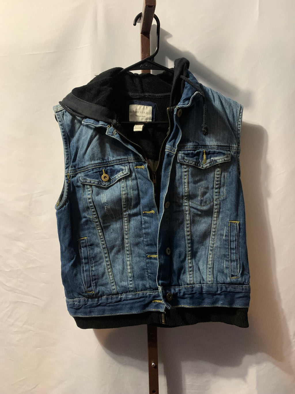 Forever 21 blue denim vest with hood #denimvest #forever21