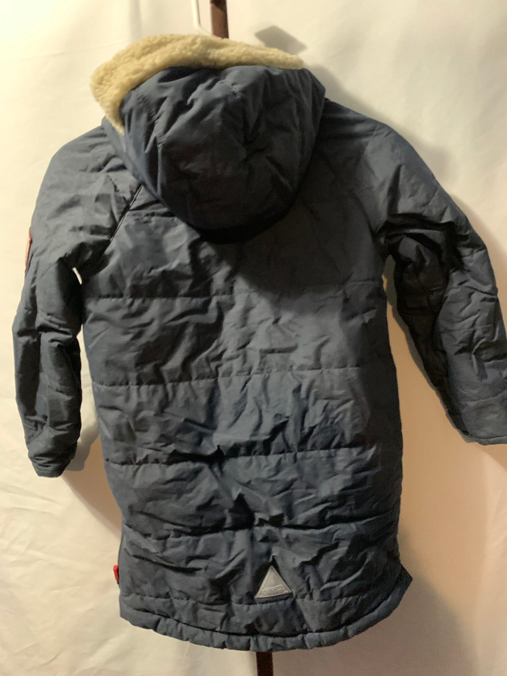 L.L.Bean kids navy blue puffer jacket with removable sherpa lining, size 6X/7 #kids #puffer