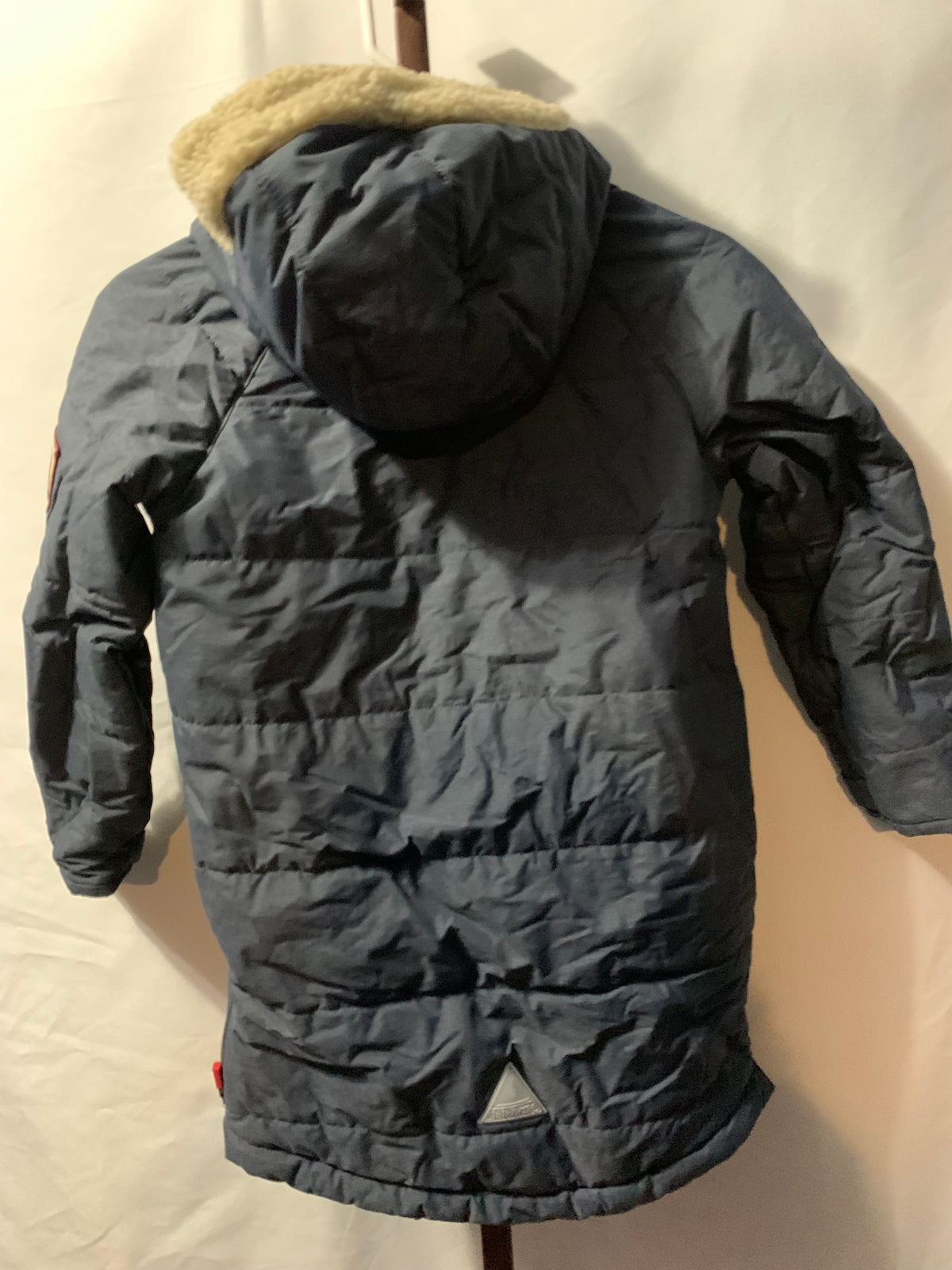 L.L.Bean kids navy blue puffer jacket with removable sherpa lining, size 6X/7 #kids #puffer