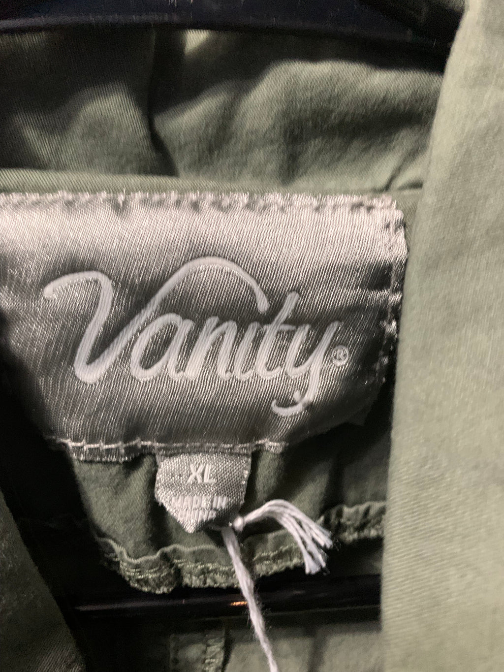 Vanity olive green jacket with brown studs on the pocket, size XL #studded