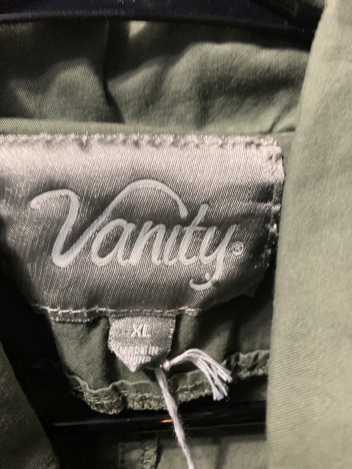 Vanity olive green jacket with brown studs on the pocket, size XL #studded