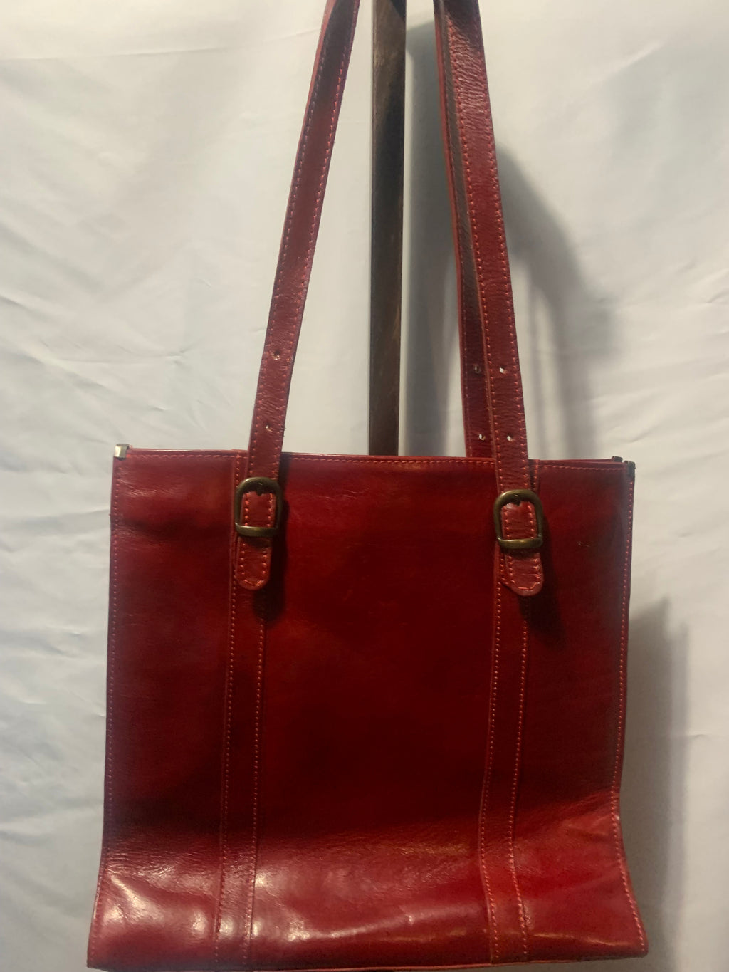 Made in Florence, Italy/Genuine Italian Leather Red Tote Bag