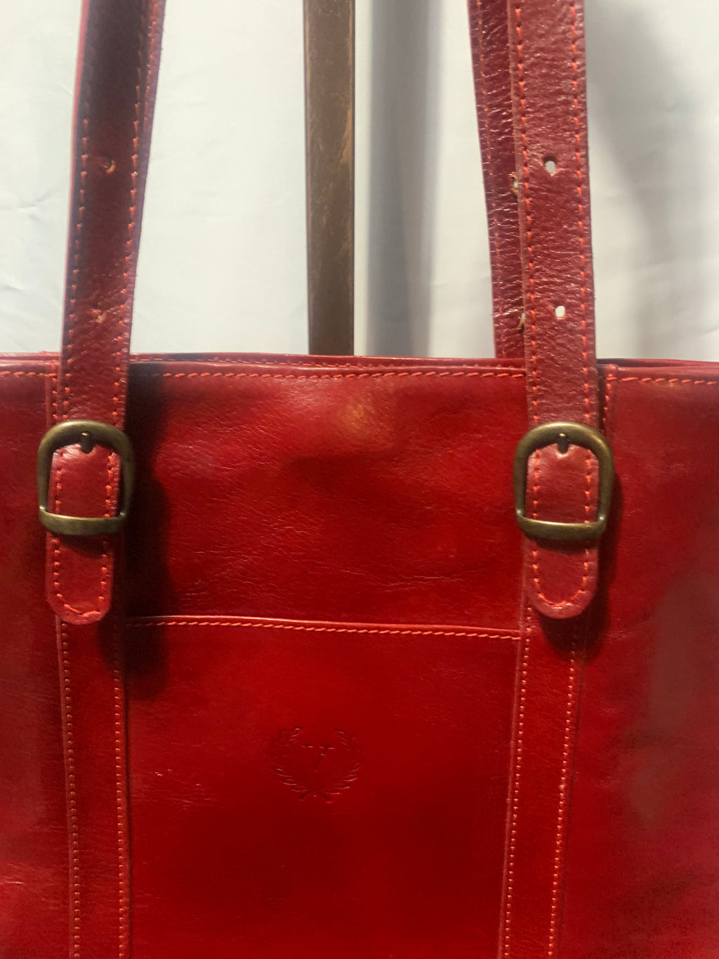 Made in Florence, Italy/Genuine Italian Leather Red Tote Bag
