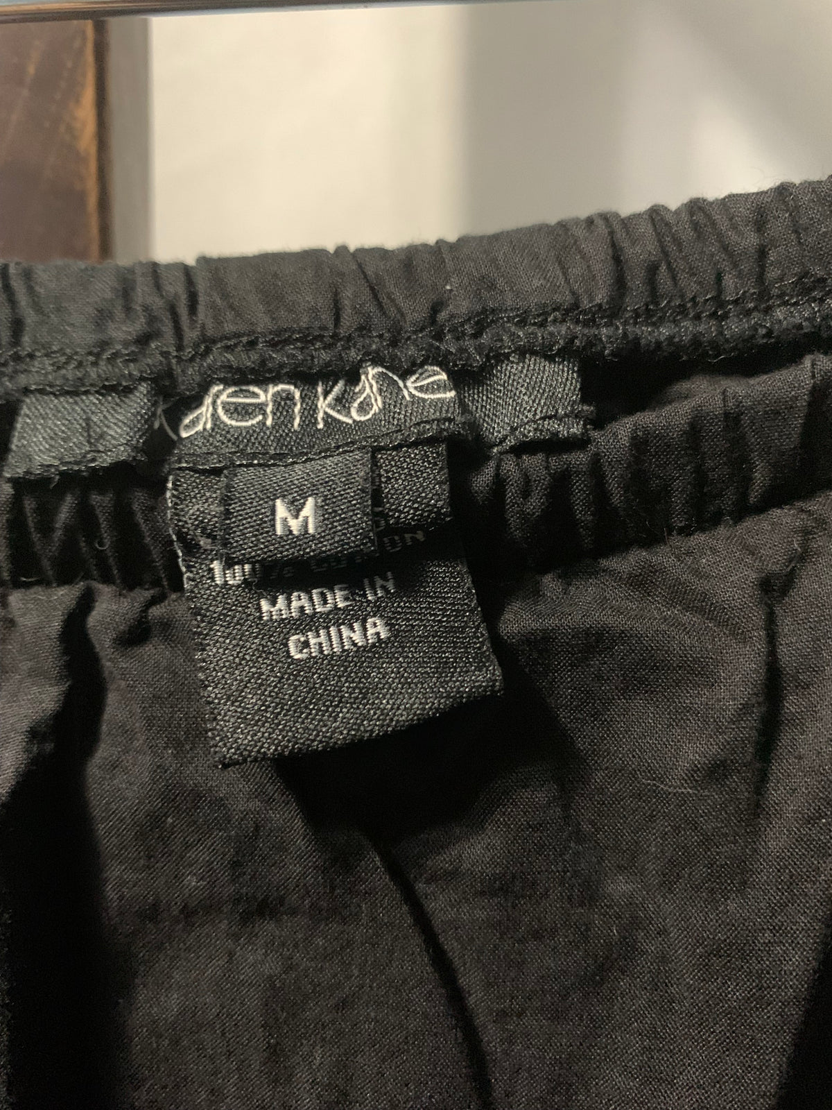 Karen Kane Black linen midi skirt with white snowflake embroidery