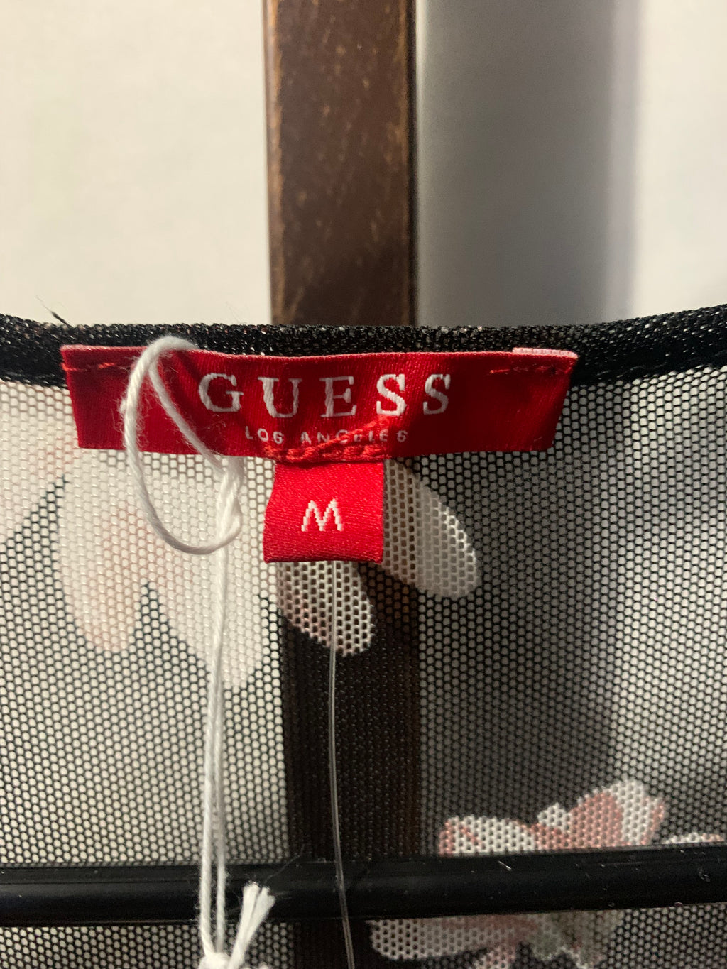 Guess black floral blouse with pink/white flowers, size M #guess #floral