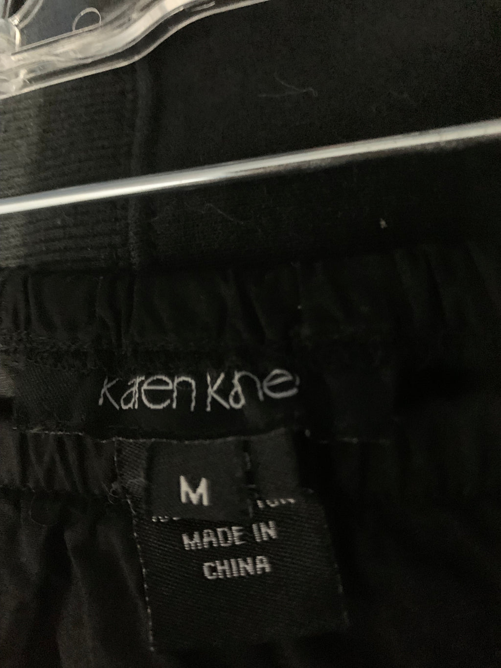 Karen Kane Black linen midi skirt with white snowflake embroidery