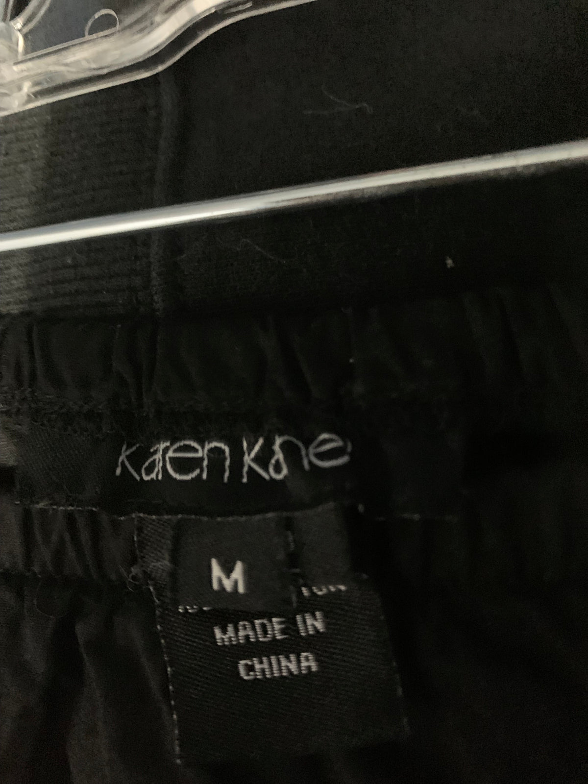 Karen Kane Black linen midi skirt with white snowflake embroidery