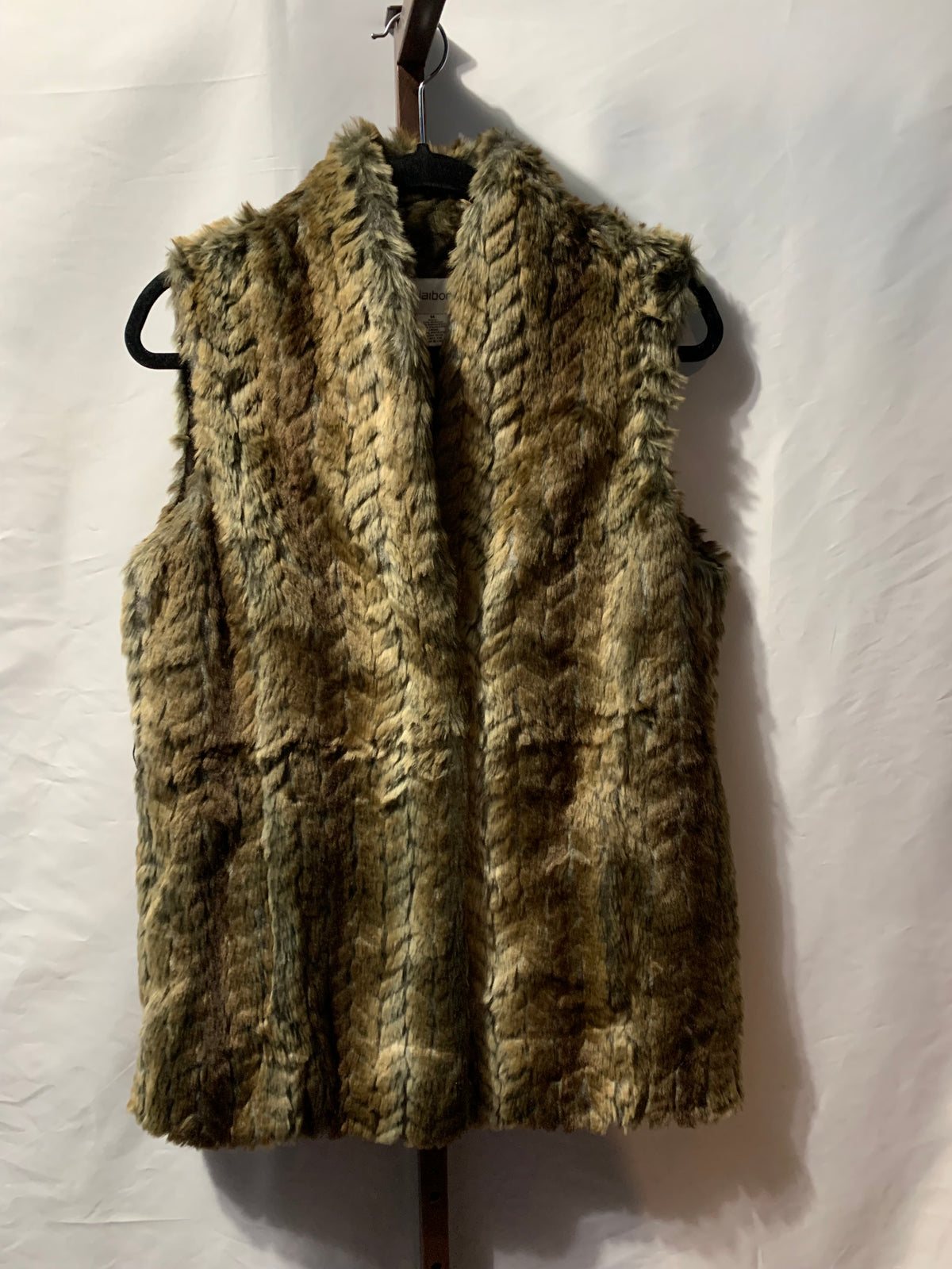 Liz Claiborne brown & green faux fur vest