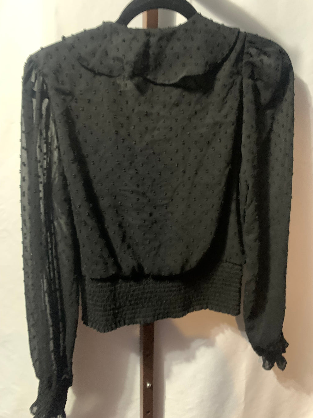 Haver London black blouse with small white polka dots, size S #polkadots #workwear