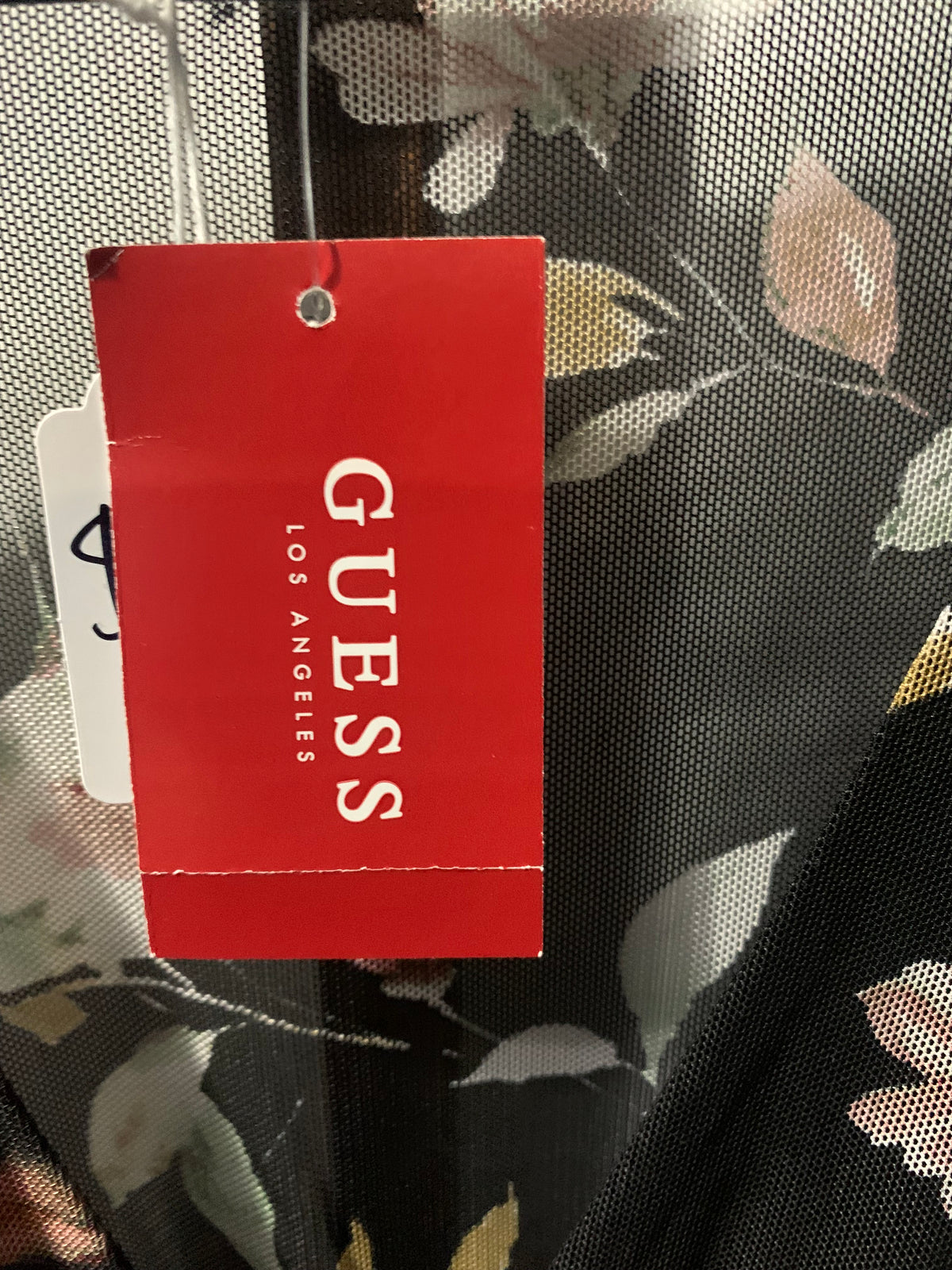 Guess black floral blouse with pink/white flowers, size M #guess #floral