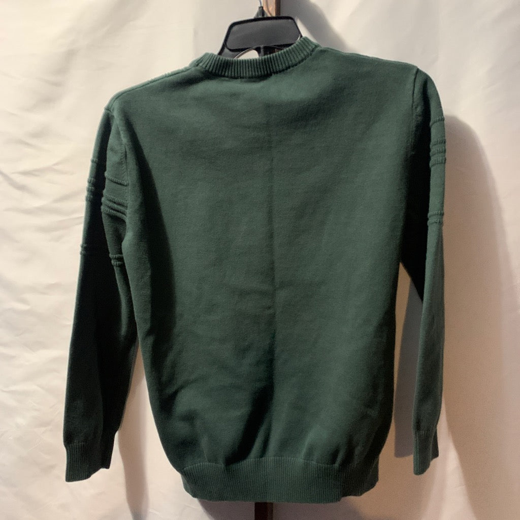 AHA Selected Green sweater with horizontal ribbed stripes, size L #preppy #knitwear