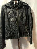 Guess black faux leather jacket with hood #leatherjacket #guess