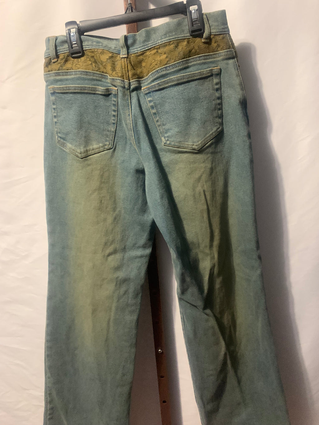 Style & Co. Petite 8P Blue Denim Jeans with Green Wash and Olive Green Pockets

#petite #denim