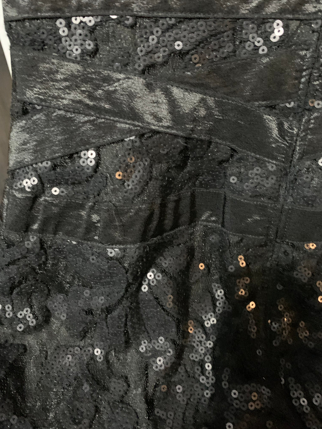 Tadashi Shoji Black Paillette Sequin Lace Sheath Dress Size 6 V-Neck Cocktail