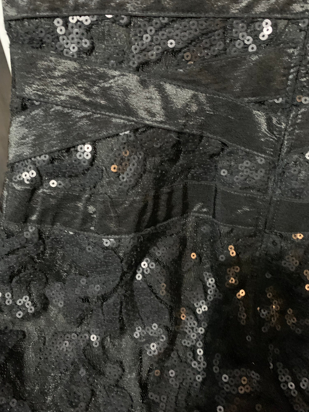 Tadashi Shoji Black Paillette Sequin Lace Sheath Dress Size 6 V-Neck Cocktail