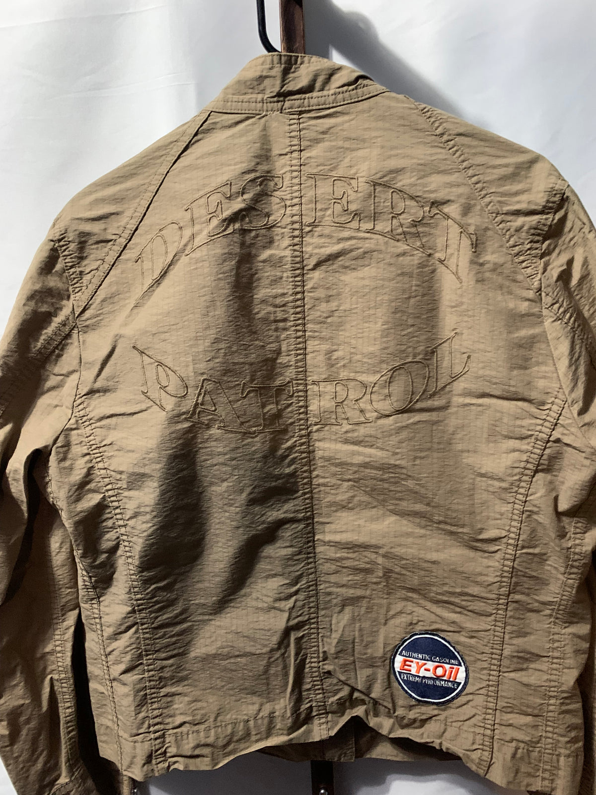 Sisley Italian Vintage Biker Jacket | Khaki Racing Patches & Embroidery