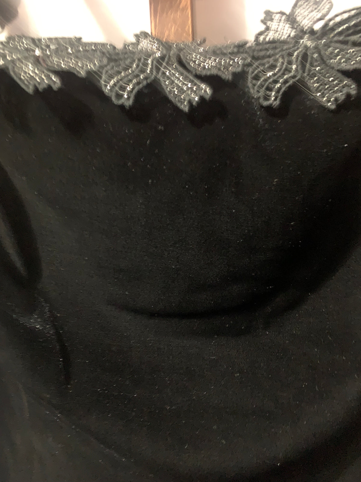 Kensie black velvet off the shoulder dress with lace trim and beaded details, size 2 #party #glam
