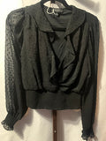 Haver London black blouse with small white polka dots, size S #polkadots #workwear