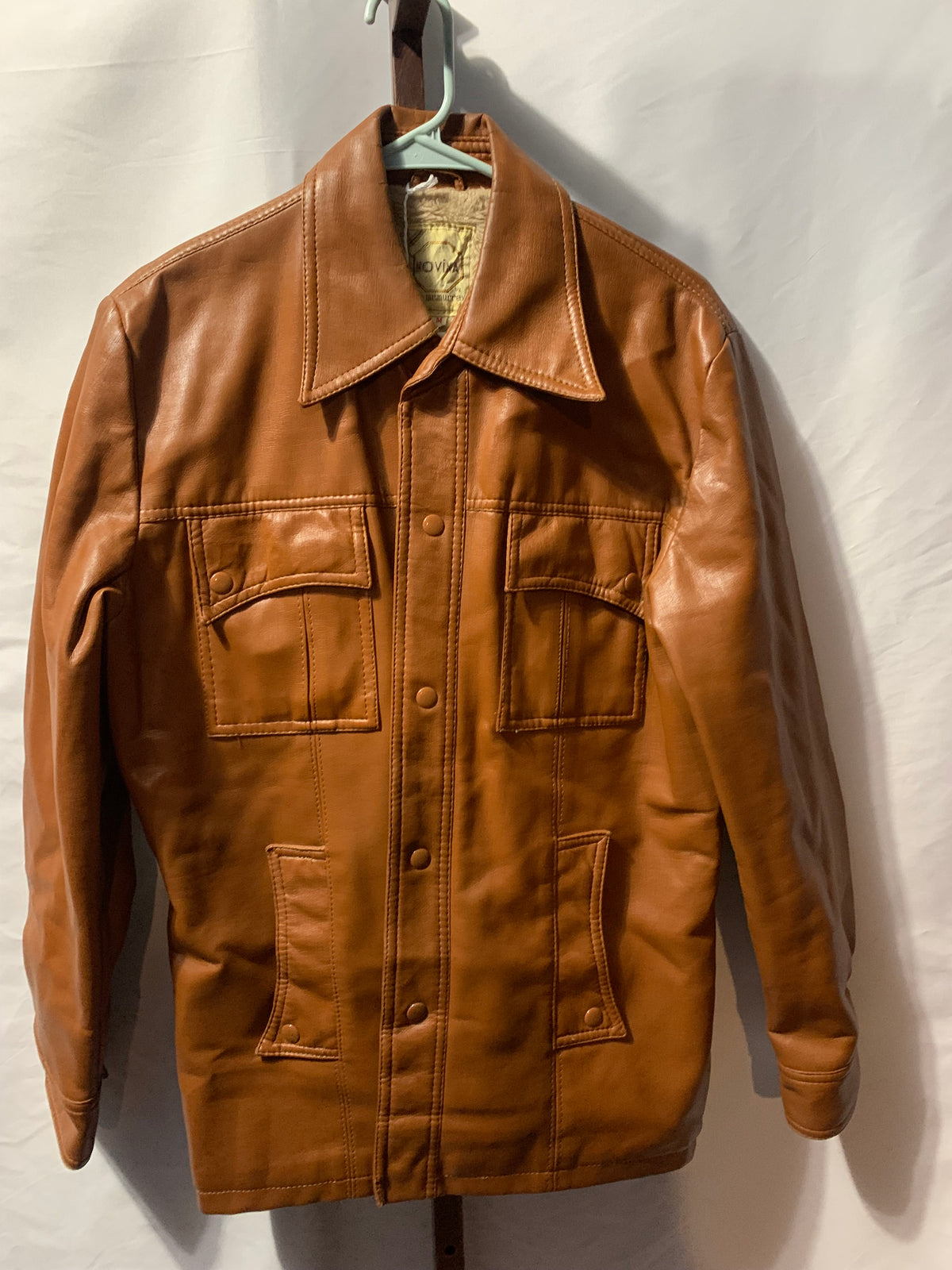Novina by Mr McMurray medium Tan faux leather jacket with fur lining, size M #leatherjacket #fur