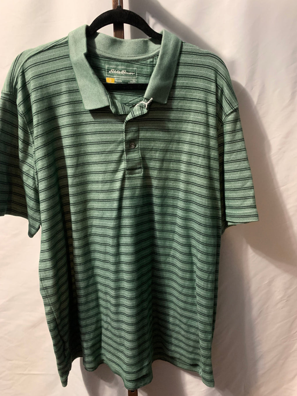 Eddie Bauer green striped polo shirt in XL #preppy #outdoors