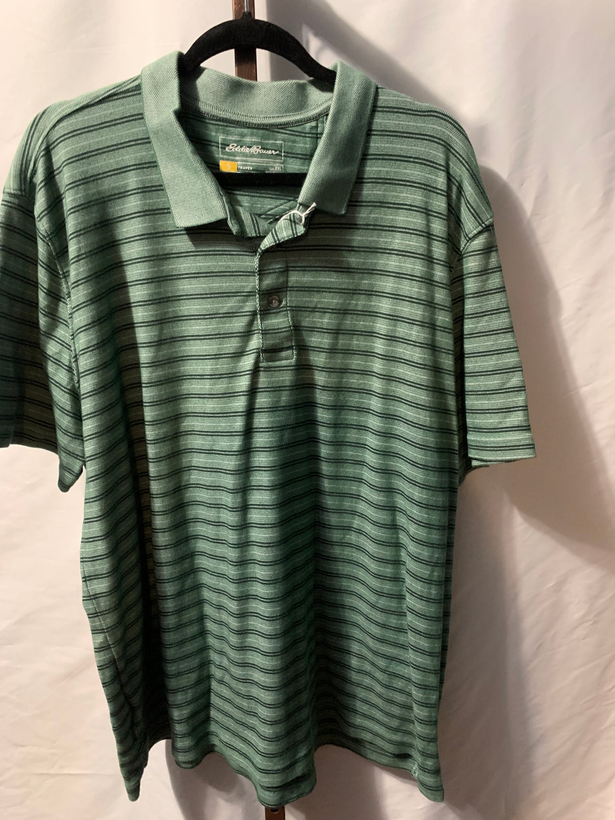 Eddie Bauer green striped polo shirt in XL #preppy #outdoors