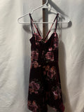 BCX burgundy floral mini dress with pink and purple flowers, size XS #floraldress #mini