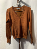 WOW COUTURE Brown V-neck sweater with textured knit, size M #V-neck #knitwear