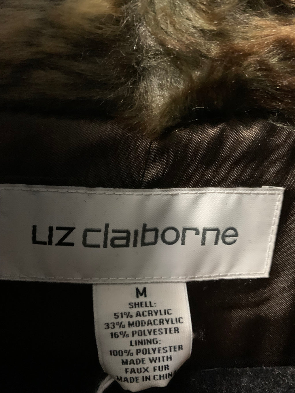 Liz Claiborne brown & green faux fur vest
