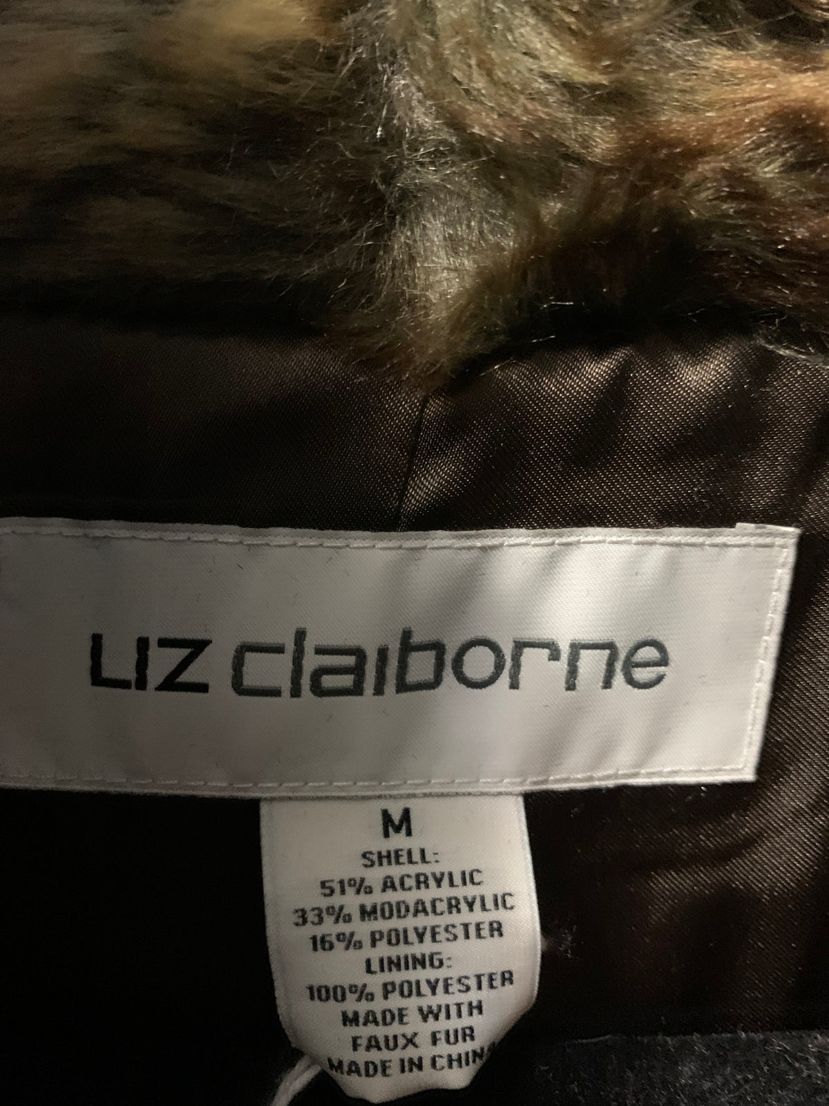 Liz Claiborne brown & green faux fur vest