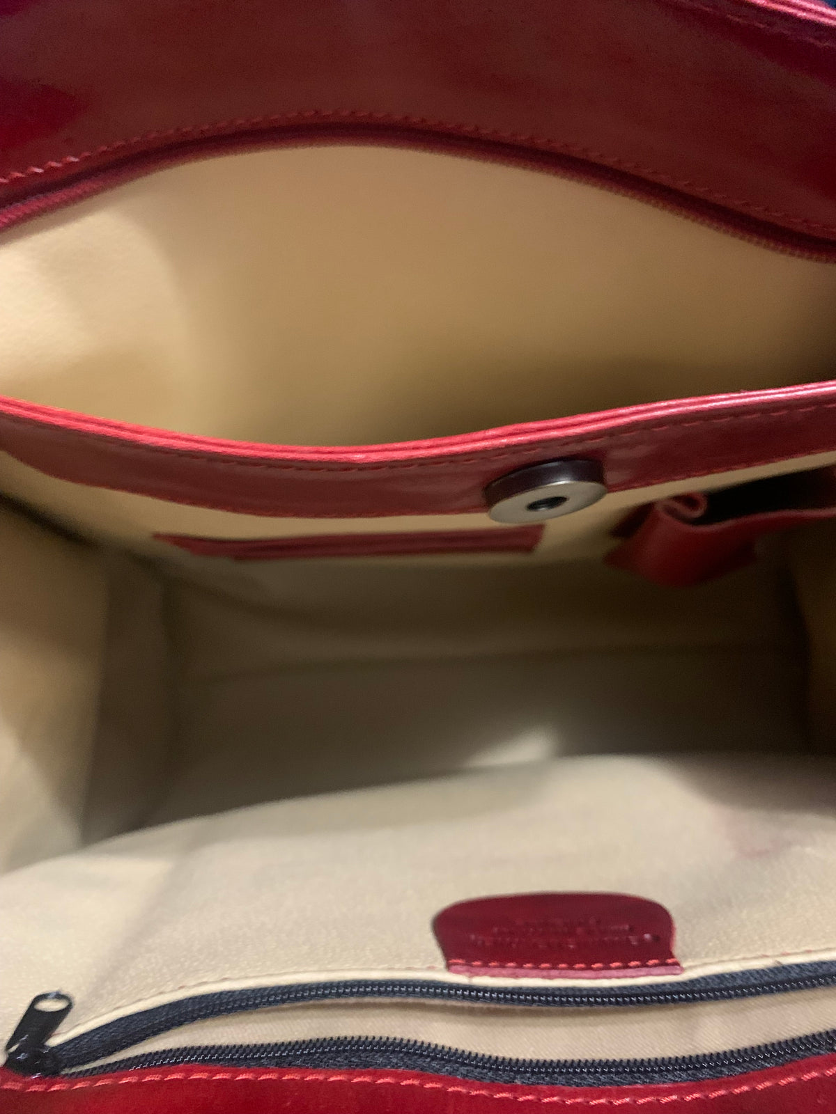 Made in Florence, Italy/Genuine Italian Leather Red Tote Bag
