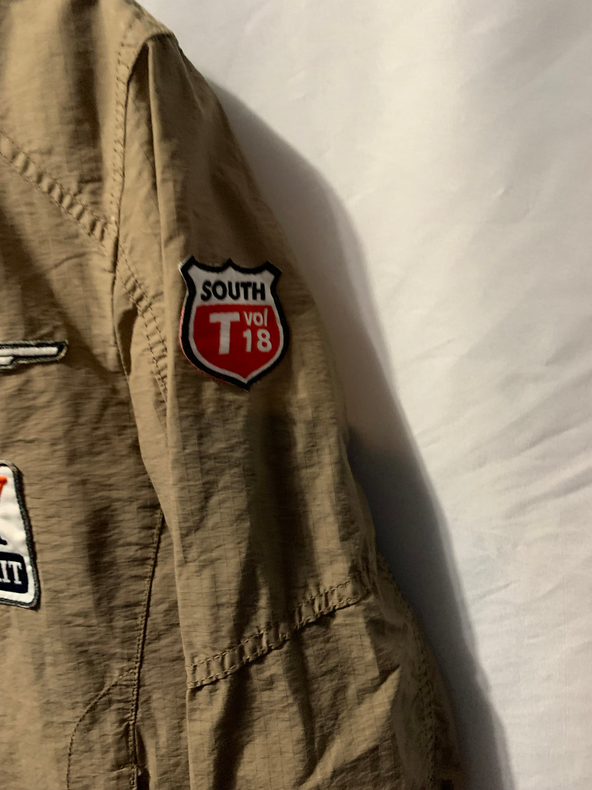 Sisley Italian Vintage Biker Jacket | Khaki Racing Patches & Embroidery