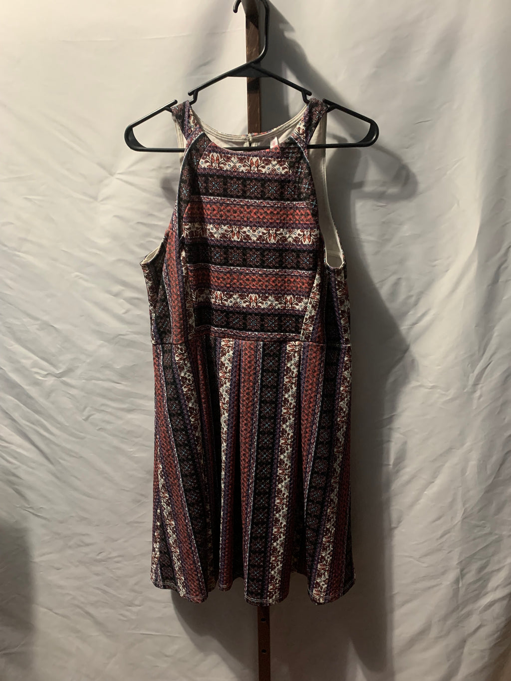 Xhilaration brown and black geometric patterned dress with zipper back, size XL #geometric #boho