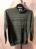 AHA Selected Green sweater with horizontal ribbed stripes, size L #preppy #knitwear