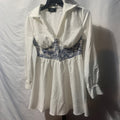 Cider White & blue floral mini dress with blue floral lace panel at the bust #floral #mini