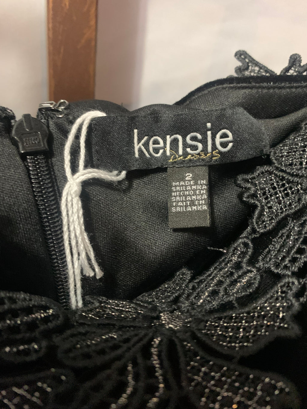Kensie black velvet off the shoulder dress with lace trim and beaded details, size 2 #party #glam