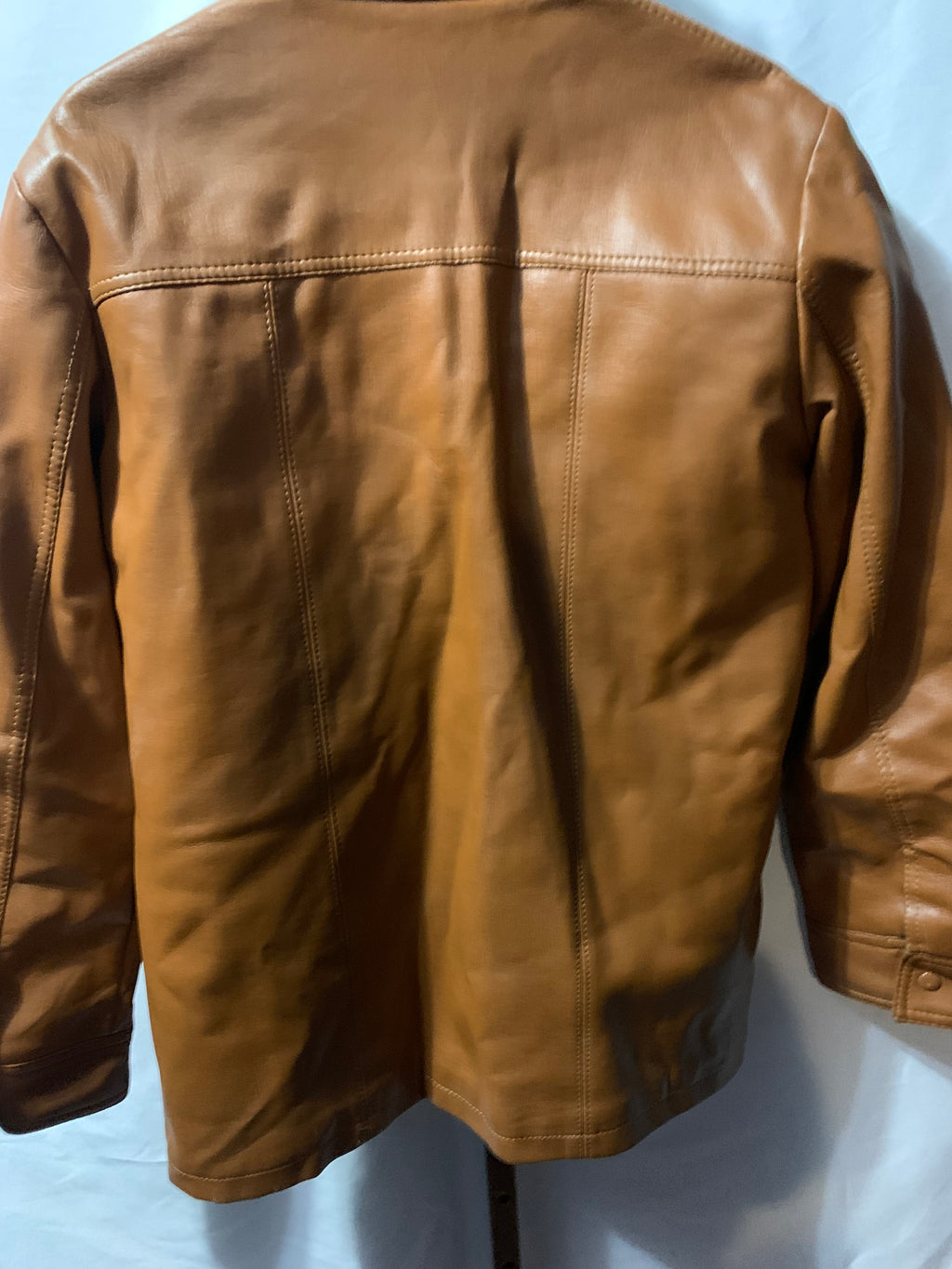 Novina by Mr McMurray medium Tan faux leather jacket with fur lining, size M #leatherjacket #fur