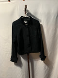 Garfield & Marks black cropped jacket with button-up front and long sleeves, size 10 #cropped #buttonup