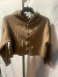 Pink Rose  Size Medium (M)  Women's Full-Zip Cable-Knit Hooded Sweater / Cardigan Hoodie.