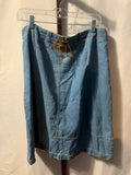 Vintage Studio blue denim skirt with brown drawstring waist  #denim