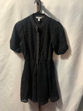 Nine West black eyelet mini dress with button front, size S #mini #eyelet