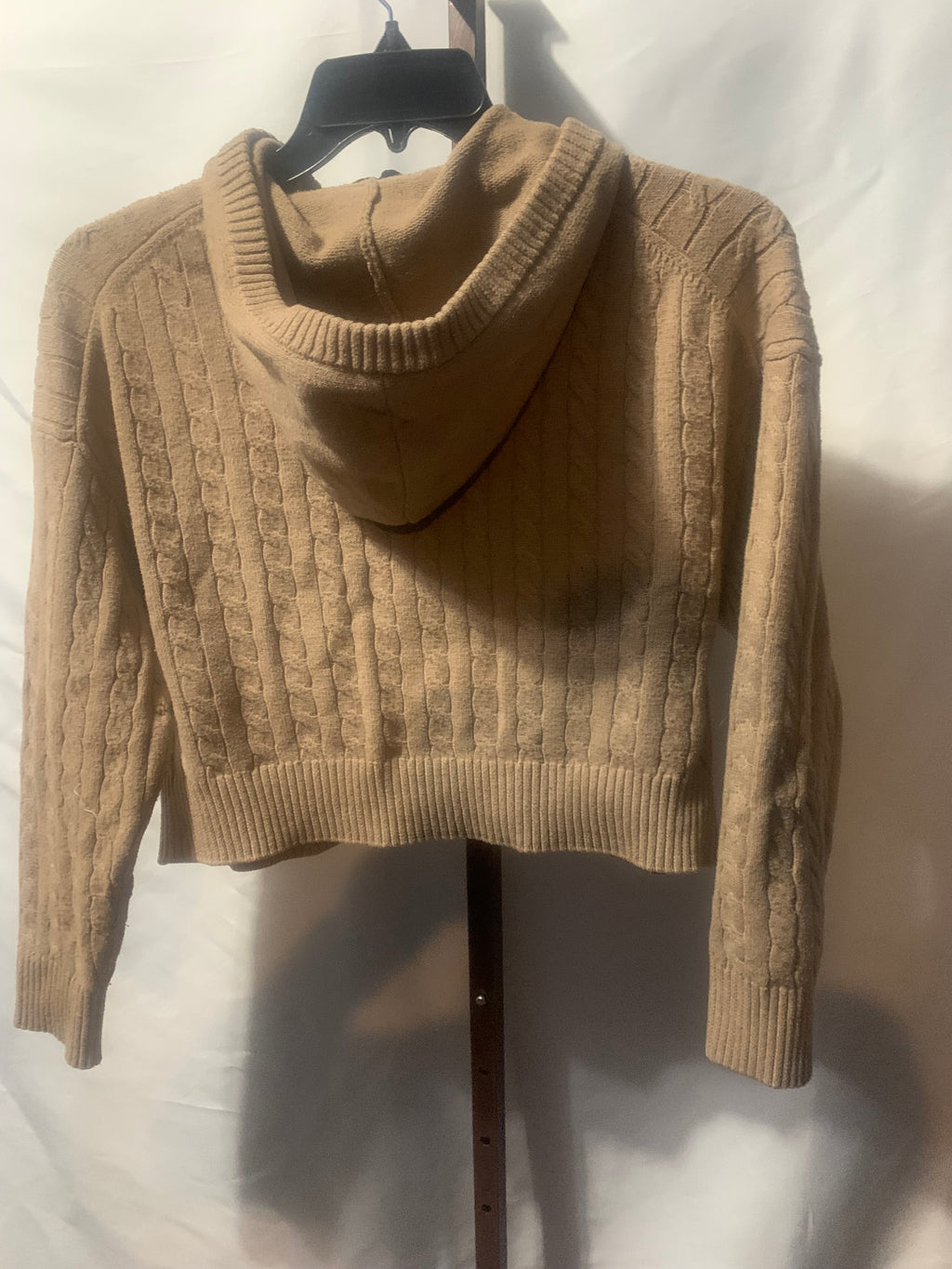 Pink Rose  Size Medium (M)  Women's Full-Zip Cable-Knit Hooded Sweater / Cardigan Hoodie.